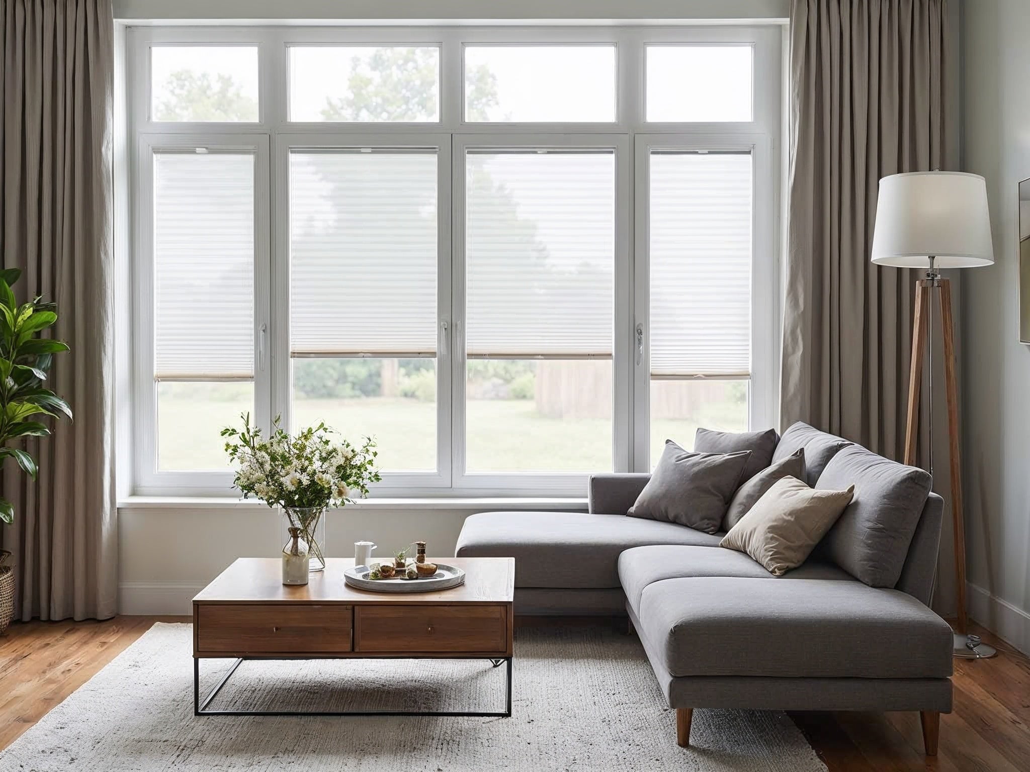 White light filtering tilt and turn blinds