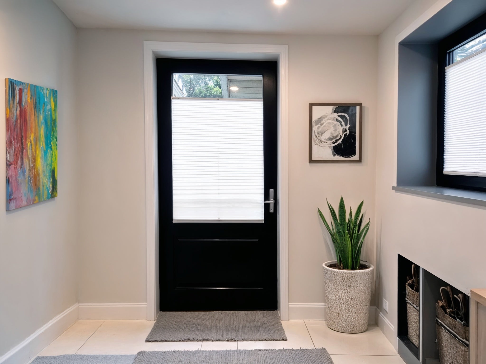 European door with blinds