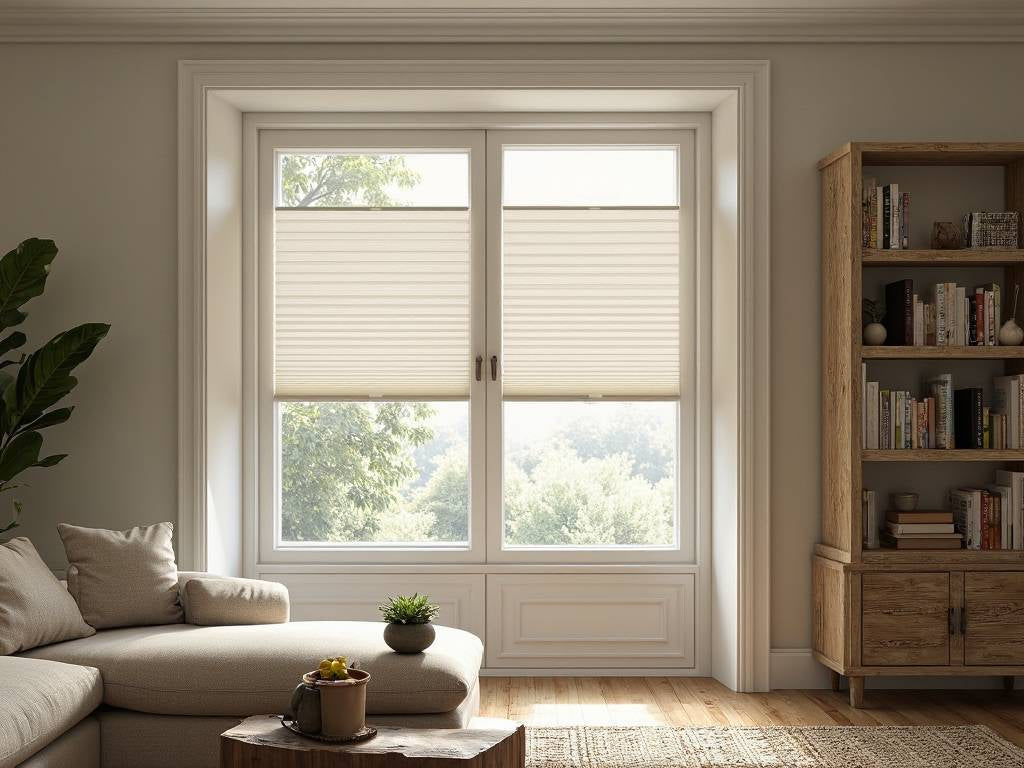 Livingroom with tilt and turn windows with blinds