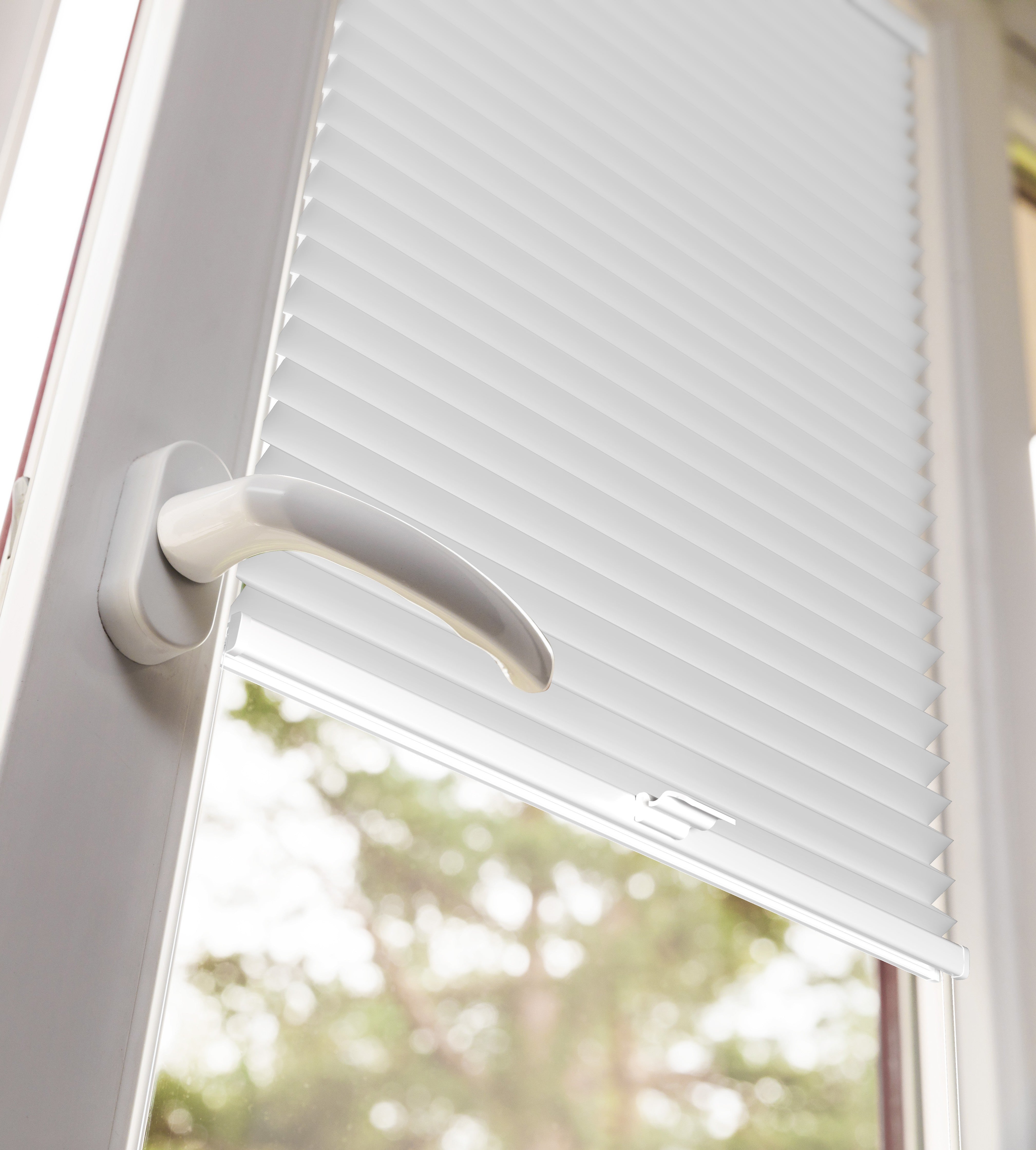 Blinds behind the handle
